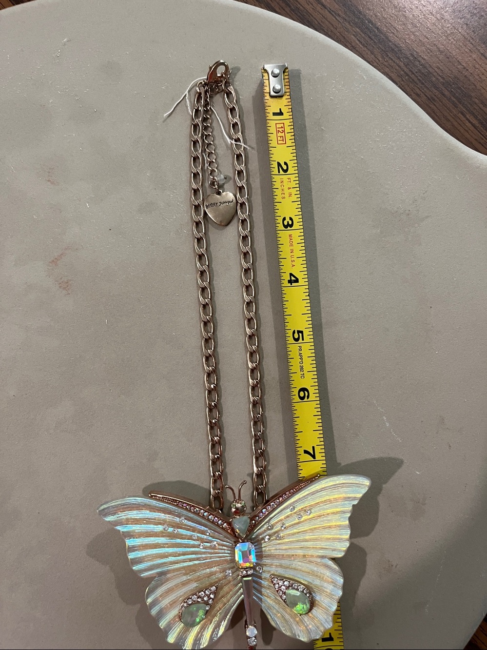 BJ Iridescent Butterfly Statement Necklace - Opalescent Green Accents. - Picture 7 of 7